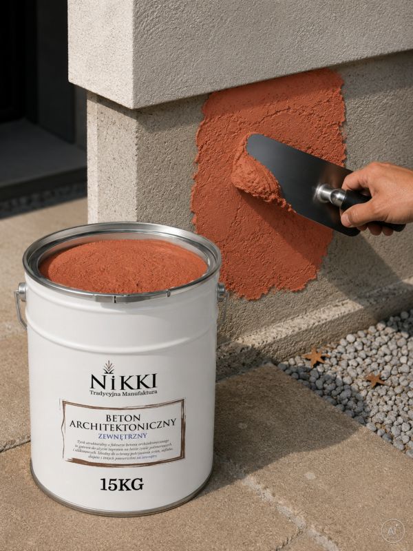 Tynk Dekoracyjny NIKKI o Strukturze Betonu Architektonicznego Zewnętrzny Rdzawy F336 15kg