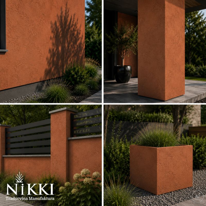 Tynk Dekoracyjny NIKKI o Strukturze Betonu Architektonicznego Zewnętrzny Rdzawy F336 15kg