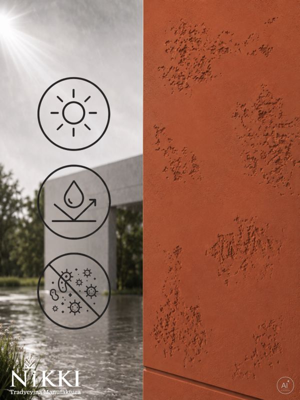 Tynk Dekoracyjny NIKKI o Strukturze Betonu Architektonicznego Zewnętrzny Rdzawy F336 15kg