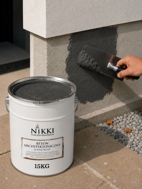 Tynk Dekoracyjny NIKKI o Strukturze Betonu Architektonicznego Zewnętrzny Szary ciemny F276 15kg