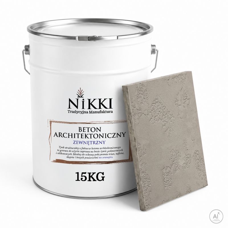 Tynk Dekoracyjny NIKKI o Strukturze Betonu Architektonicznego Zewnętrzny Szary jasny F264 15kg