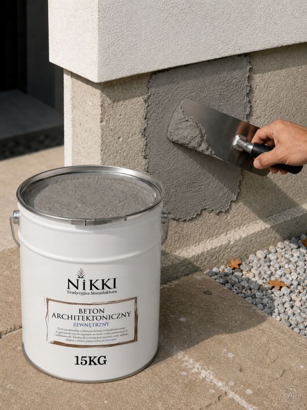 Tynk Dekoracyjny NIKKI o Strukturze Betonu Architektonicznego Zewnętrzny Szary jasny F264 15kg