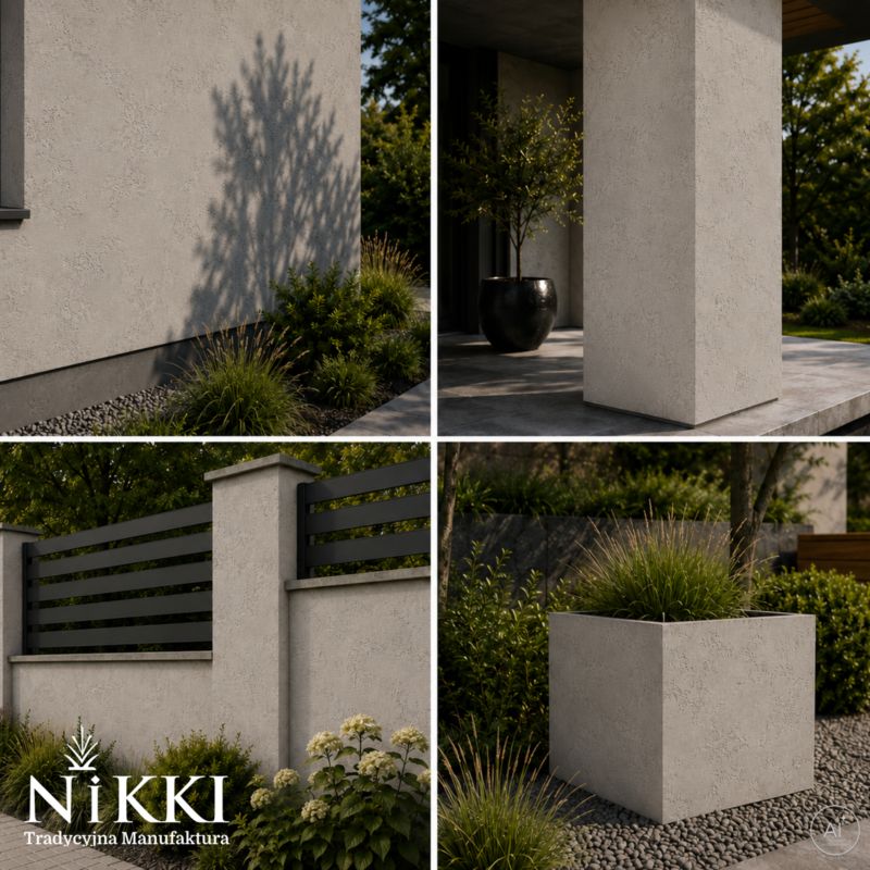 Tynk Dekoracyjny NIKKI o Strukturze Betonu Architektonicznego Zewnętrzny Szary jasny F264 15kg