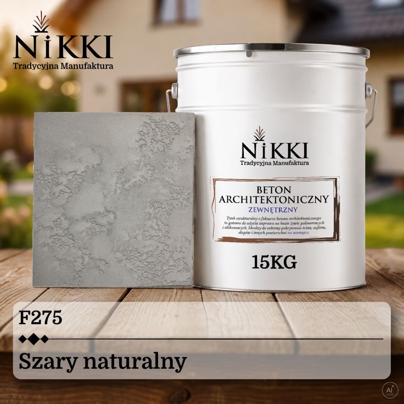 Tynk Dekoracyjny NIKKI o Strukturze Betonu Architektonicznego Zewnętrzny Szary naturalny F275 15kg