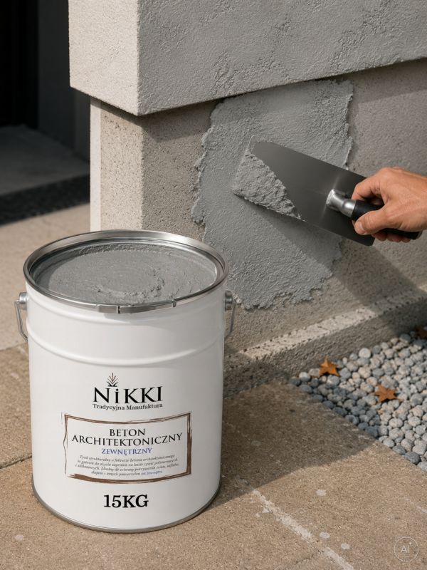 Tynk Dekoracyjny NIKKI o Strukturze Betonu Architektonicznego Zewnętrzny Szary naturalny F275 15kg