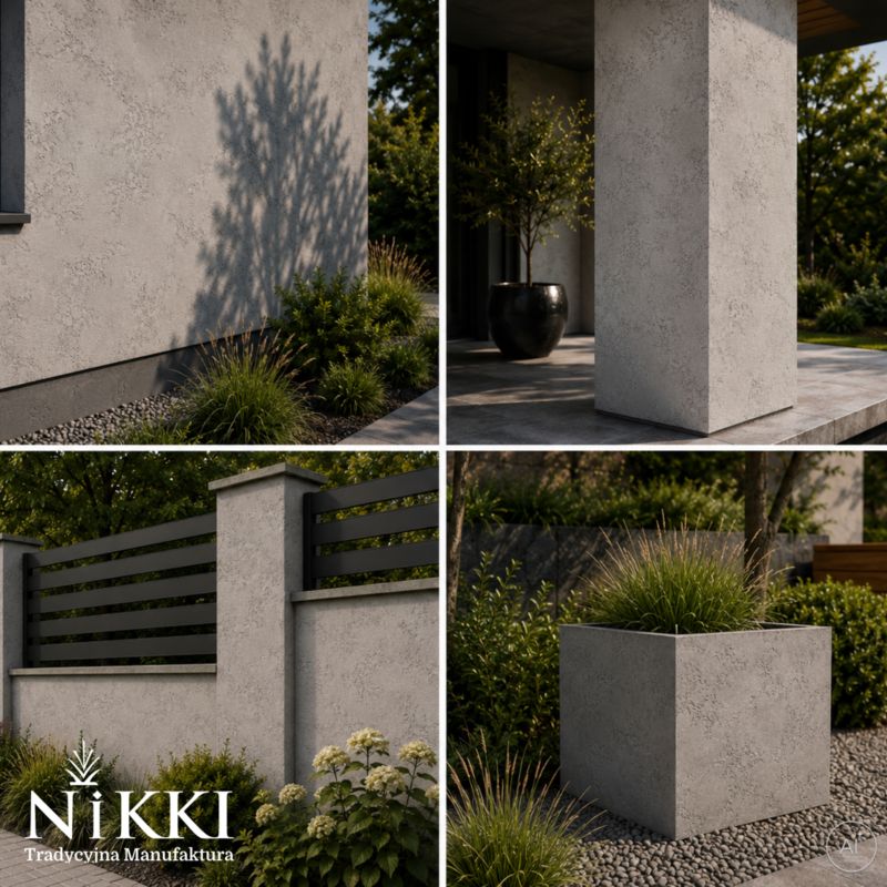 Tynk Dekoracyjny NIKKI o Strukturze Betonu Architektonicznego Zewnętrzny Szary naturalny F275 15kg