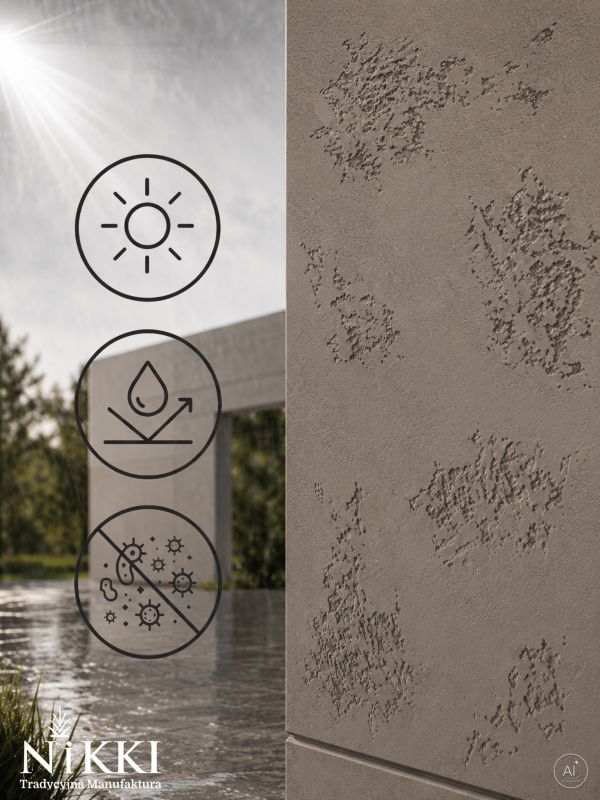 Tynk Dekoracyjny NIKKI o Strukturze Betonu Architektonicznego Zewnętrzny Szary naturalny F275 15kg