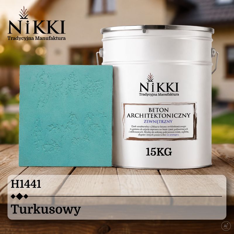 Tynk Dekoracyjny NIKKI o Strukturze Betonu Architektonicznego Zewnętrzny Turkusowy H1441 15kg