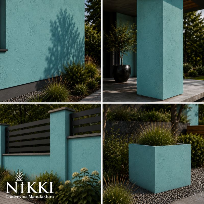 Tynk Dekoracyjny NIKKI o Strukturze Betonu Architektonicznego Zewnętrzny Turkusowy H1441 15kg