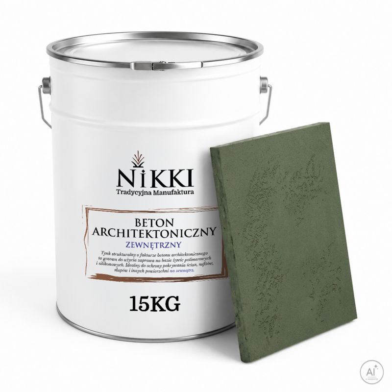 Tynk Dekoracyjny NIKKI o Strukturze Betonu Architektonicznego Zewnętrzny Zielony ciemny F466 15kg