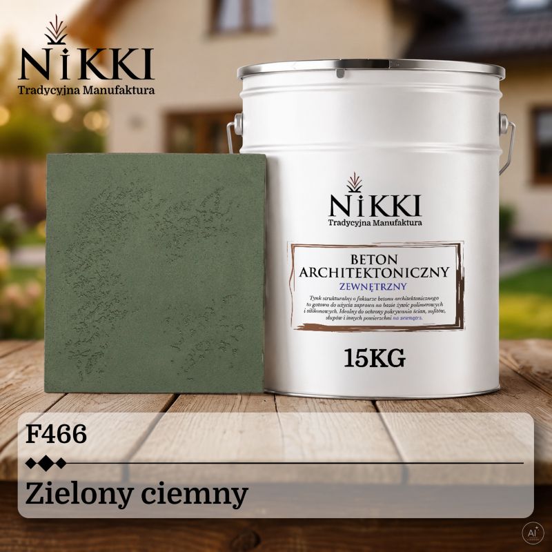 Tynk Dekoracyjny NIKKI o Strukturze Betonu Architektonicznego Zewnętrzny Zielony ciemny F466 15kg