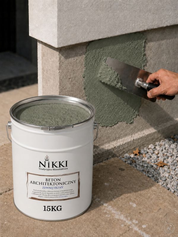 Tynk Dekoracyjny NIKKI o Strukturze Betonu Architektonicznego Zewnętrzny Zielony ciemny F466 15kg