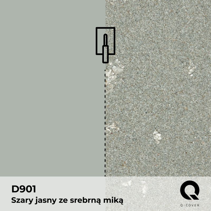 Tynk Dekoracyjny Q-Cover Szary Jasny ze Srebrną Miką D901 15KG