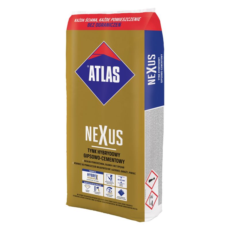 Tynk hybrydowy Atlas Nexus gipsowo-cementowy 22,5 kg