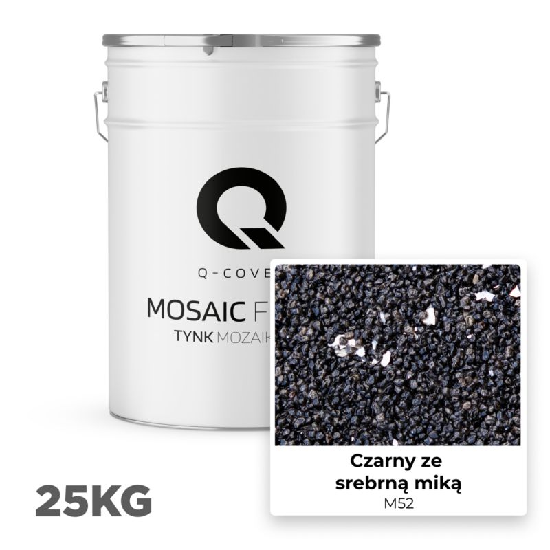 Tynk Mozaikowy Q-Cover Czarny ze srebrną miką M52 25KG