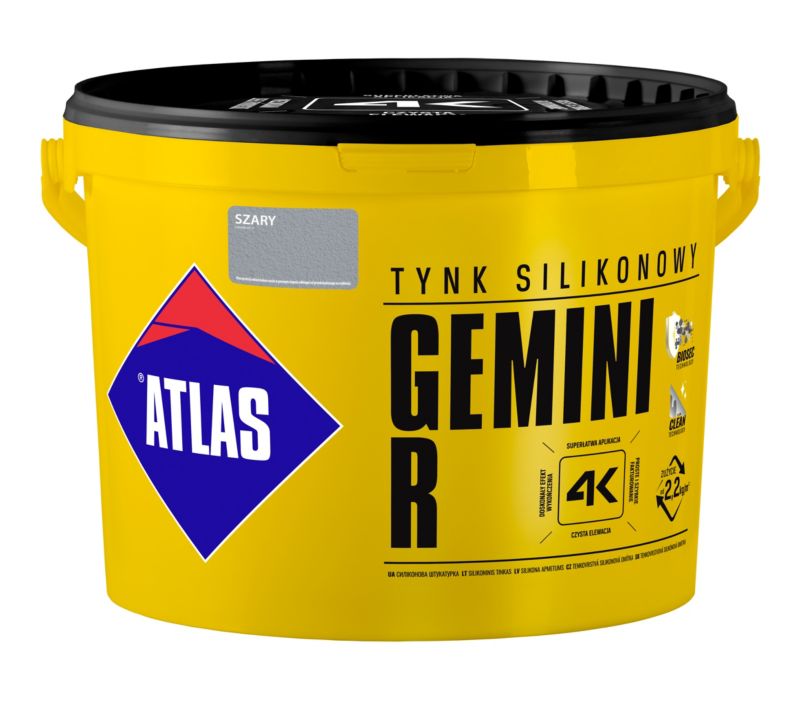 Tynk silikonowy Atlas Gemini R szary 25 kg