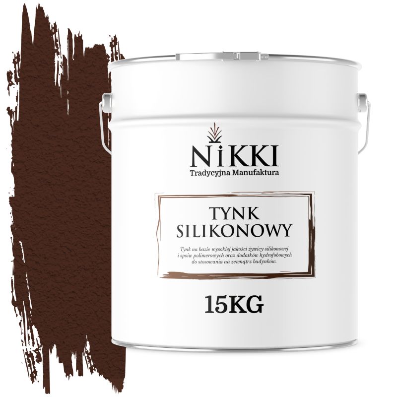 Tynk Silikonowy NIKKI do Elewacji i Fasad Baranek Brązowy Ciepły 8016 1,5mm 15KG