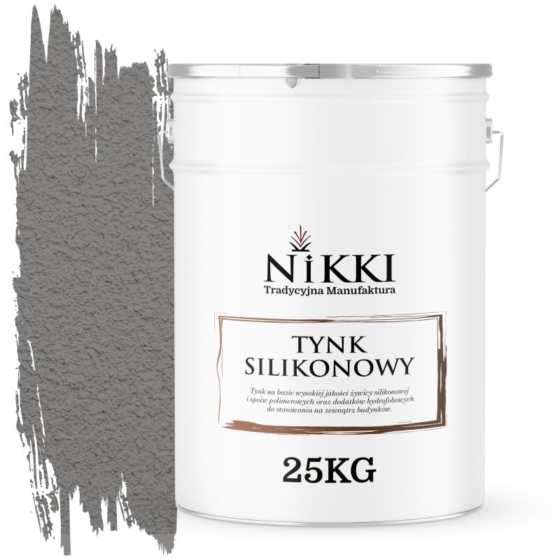 Tynk Silikonowy NIKKI do Elewacji i Fasad Baranek Szary Stalowy F265 1,5mm 25KG