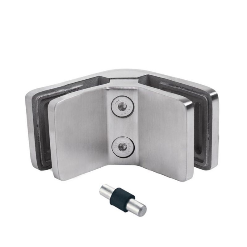 Uchwyt do szkła PINOX 90 stopni kwadratowy 53x45mm pin zabezpieczający stal nierdzewna AISI 304 satyna szkło 6-10.76mm 1 szt.