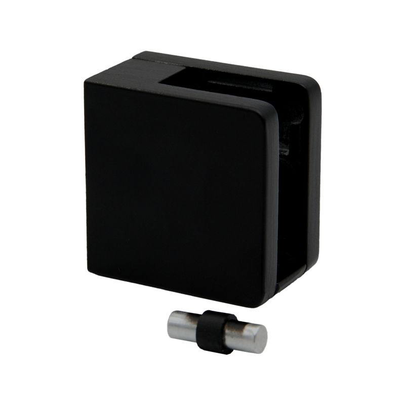 Uchwyt do szkla PINOX prostokatny 45x45x26mm ze wspornikiem powierzchnia plaska ZAMAK czarny mat 1 szt