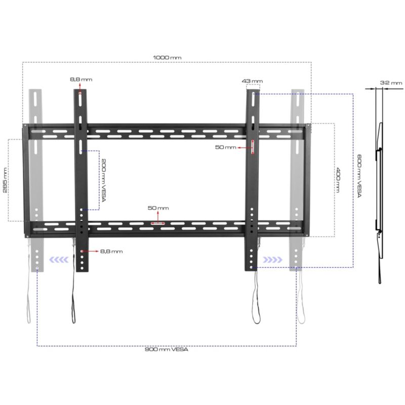 Uchwyt do TV King Mount KG-1012 60-100 cali 100kg 1 szt.