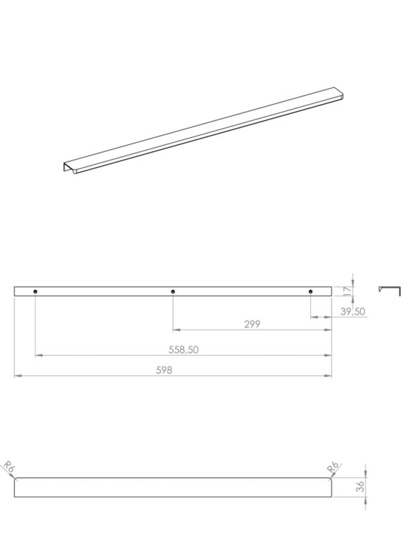 Uchwyt meblowy Roca Style 60 cm chrom 2 szt.