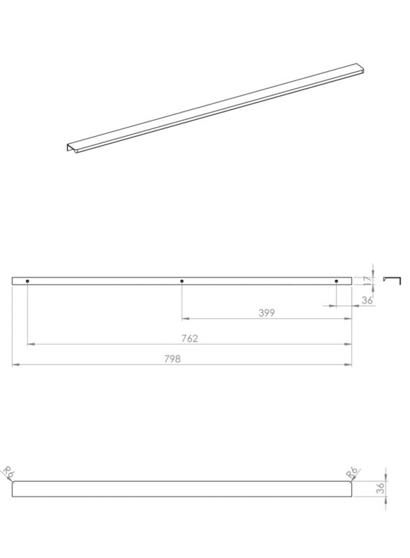Uchwyt meblowy Roca Style 80 cm złoty 2 szt.
