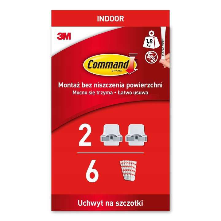 Uchwyt na szczotkę lub mopa Command™ 2 haczyki 6 pasków