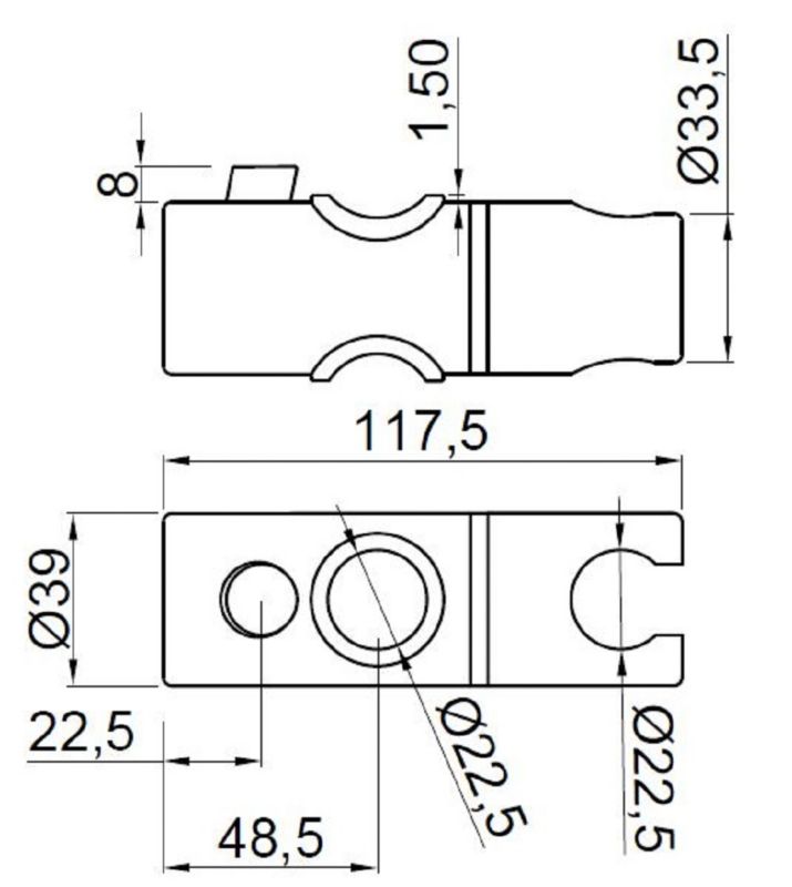 Uchwyt prysznicowy Invena Samba Plus 22,6mm chromowany 1 szt.