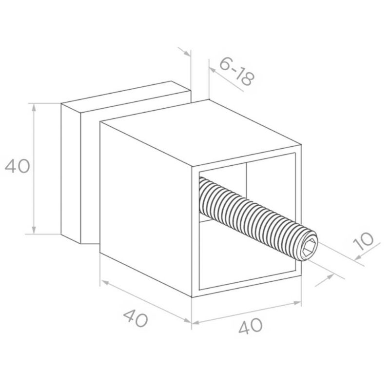 Uchwyt punktowy rotula do szkła PINOX 40x40mm gwint M10 powierzchnia ...