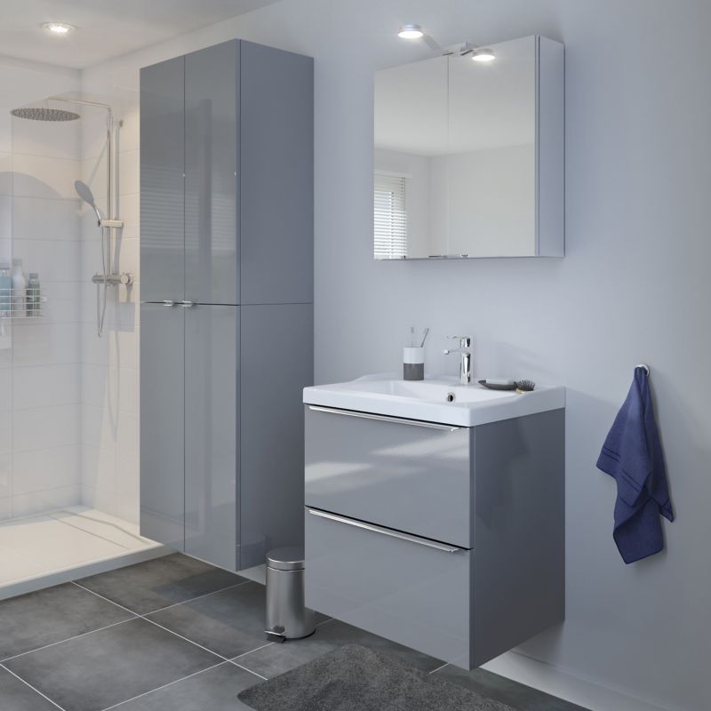 Umywalka ceramiczna GoodHome Lana 60 cm z syfonem