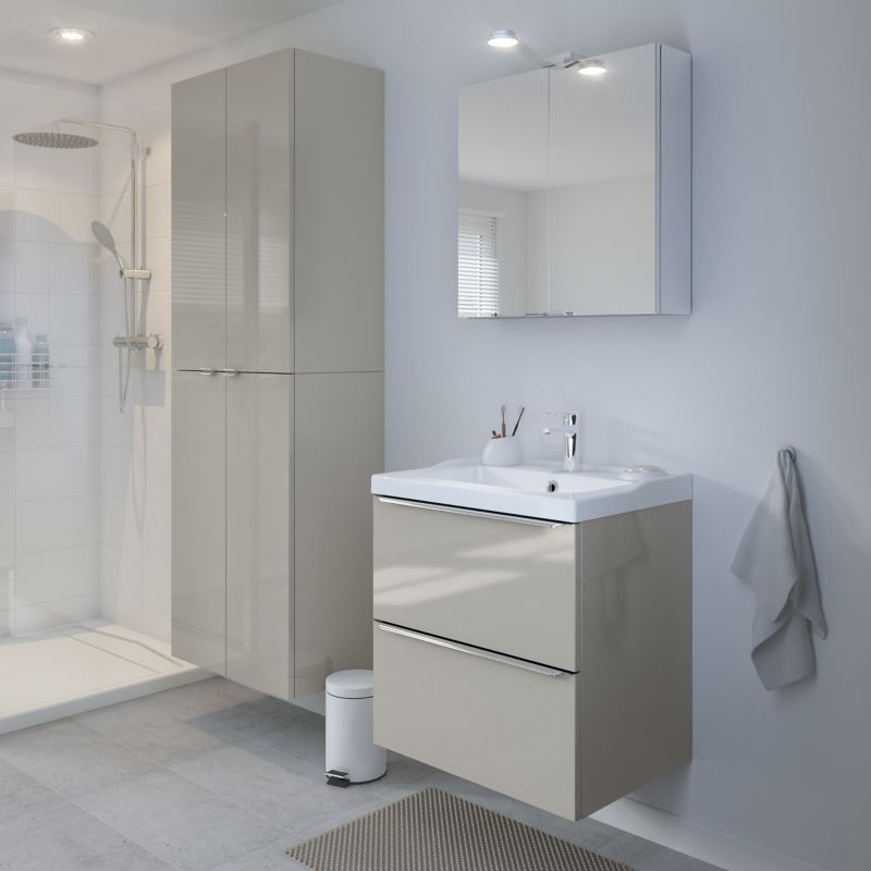 Umywalka ceramiczna GoodHome Lana 60 cm z syfonem