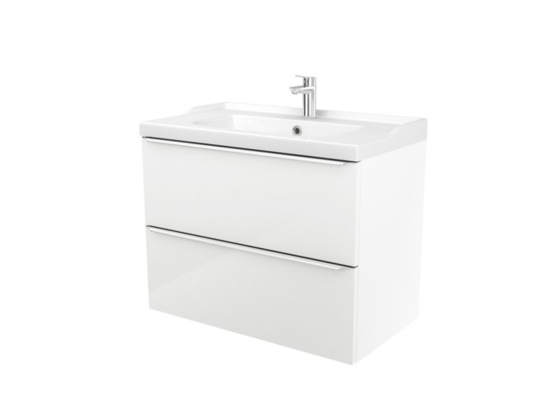 Umywalka ceramiczna GoodHome Lana 81,4 cm z syfonem