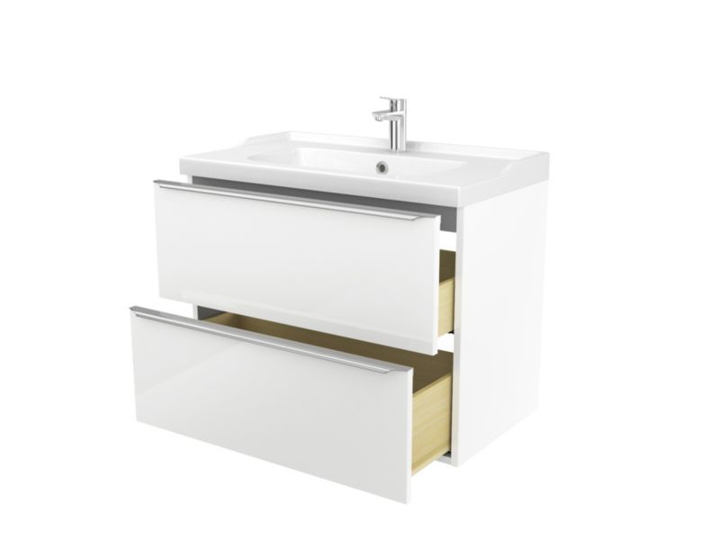 Umywalka ceramiczna GoodHome Lana 81,4 cm z syfonem