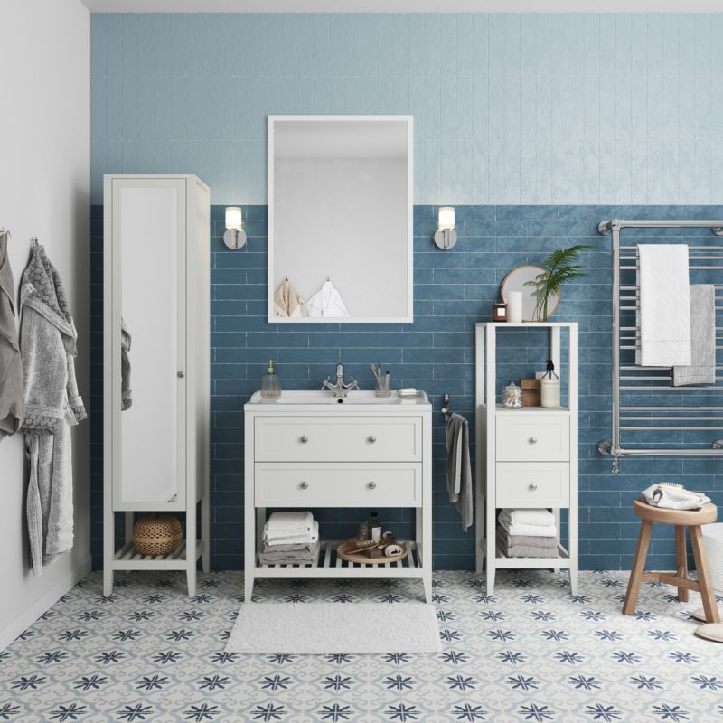 Umywalka ceramiczna GoodHome Lana 81,4 cm z syfonem