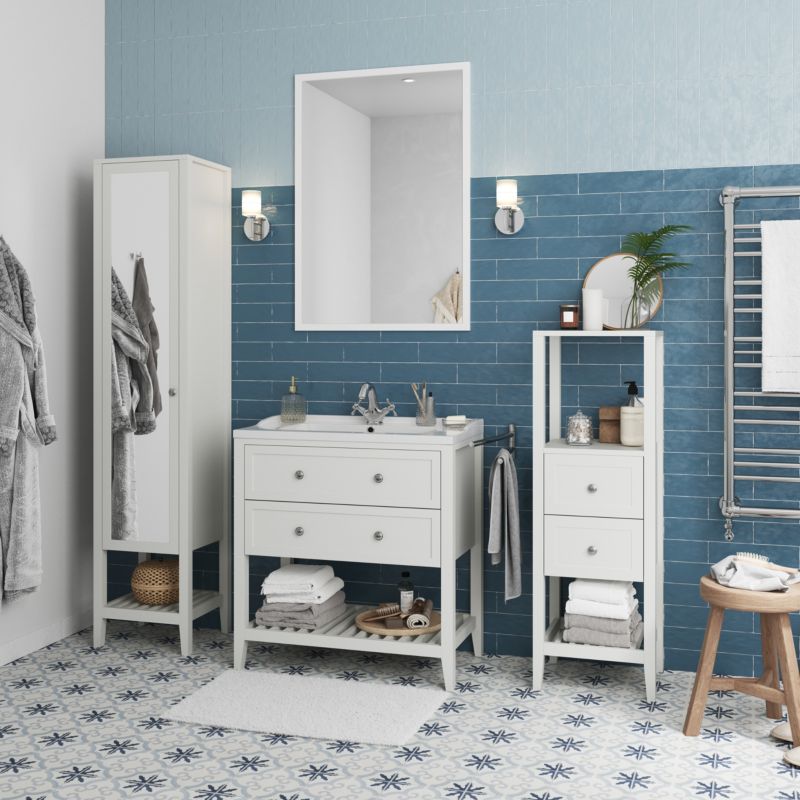 Umywalka ceramiczna GoodHome Lana 81,4 cm z syfonem