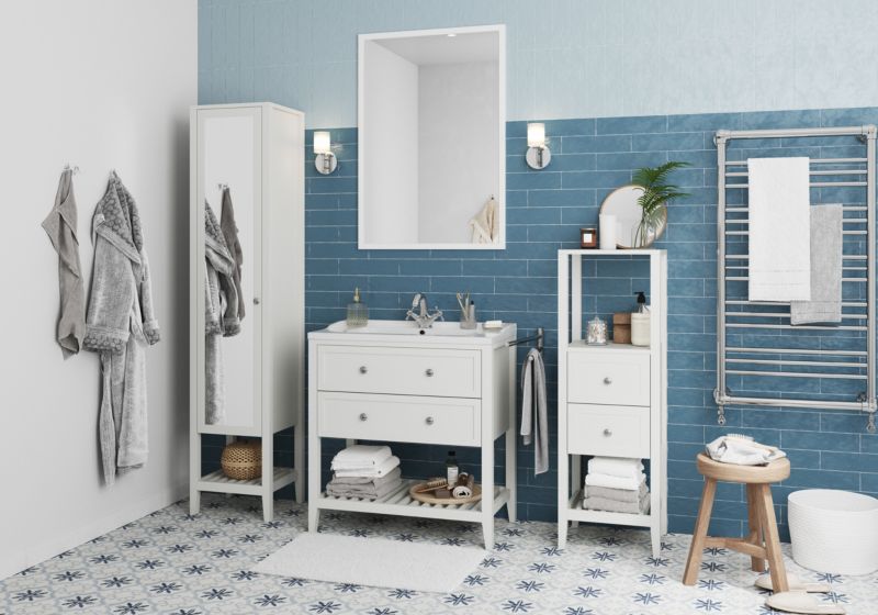 Umywalka ceramiczna GoodHome Lana 81,4 cm z syfonem