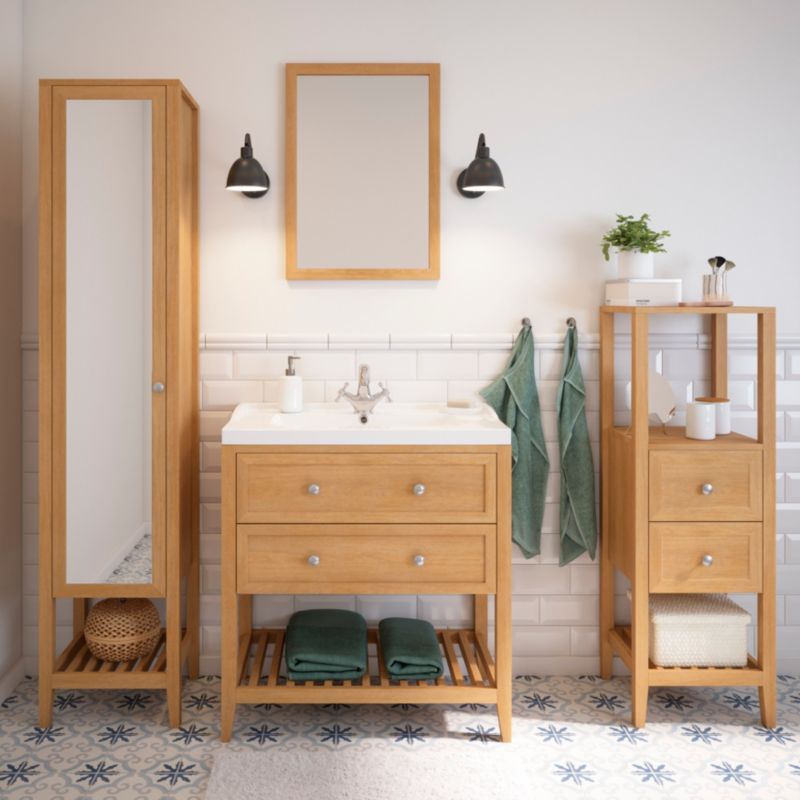 Umywalka ceramiczna GoodHome Lana 81,4 cm z syfonem