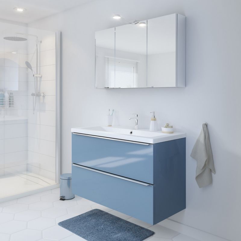 Umywalka ceramiczna GoodHome Nira 100 x 45,5 x 12,4 cm z syfonem