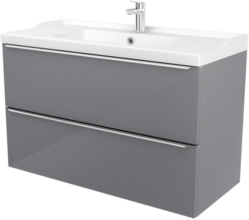 Umywalka ceramiczna GoodHome Nira 100 x 45,5 x 12,4 cm z syfonem