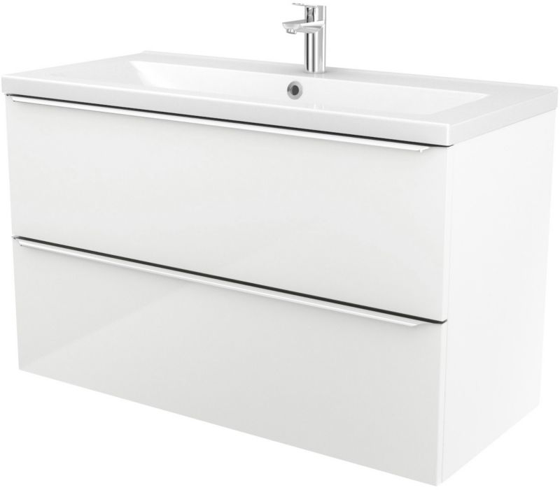 Umywalka ceramiczna GoodHome Nira 100 x 45,5 x 12,4 cm z syfonem
