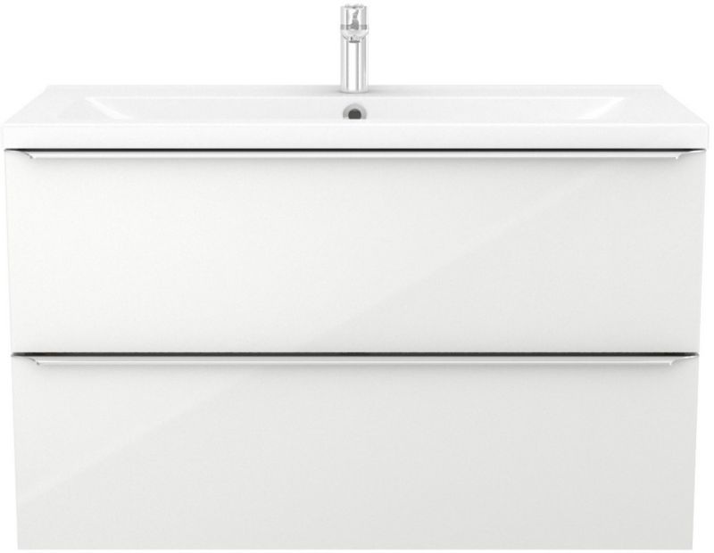 Umywalka ceramiczna GoodHome Nira 100 x 45,5 x 12,4 cm z syfonem