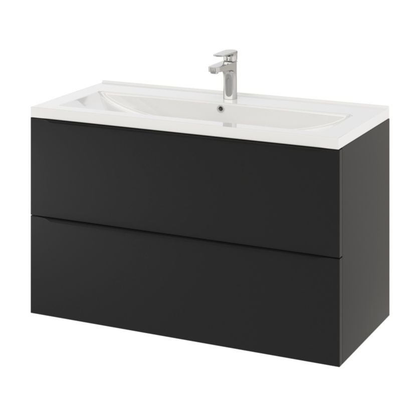 Umywalka ceramiczna GoodHome Nira 100 x 45,5 x 12,4 cm z syfonem