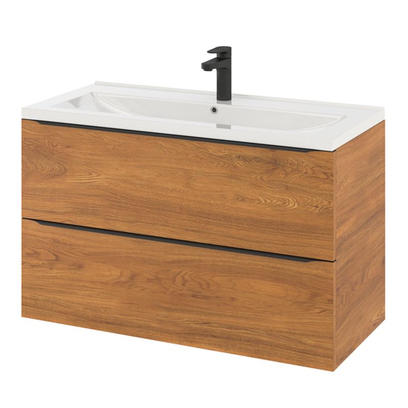 Umywalka ceramiczna GoodHome Nira 100 x 45,5 x 12,4 cm z syfonem