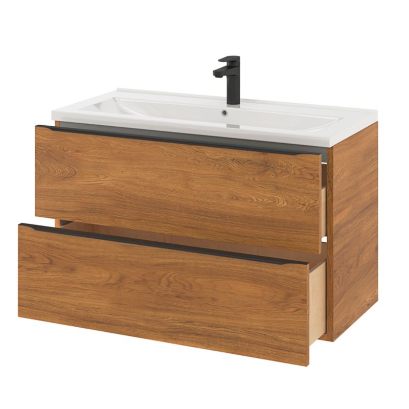 Umywalka ceramiczna GoodHome Nira 100 x 45,5 x 12,4 cm z syfonem
