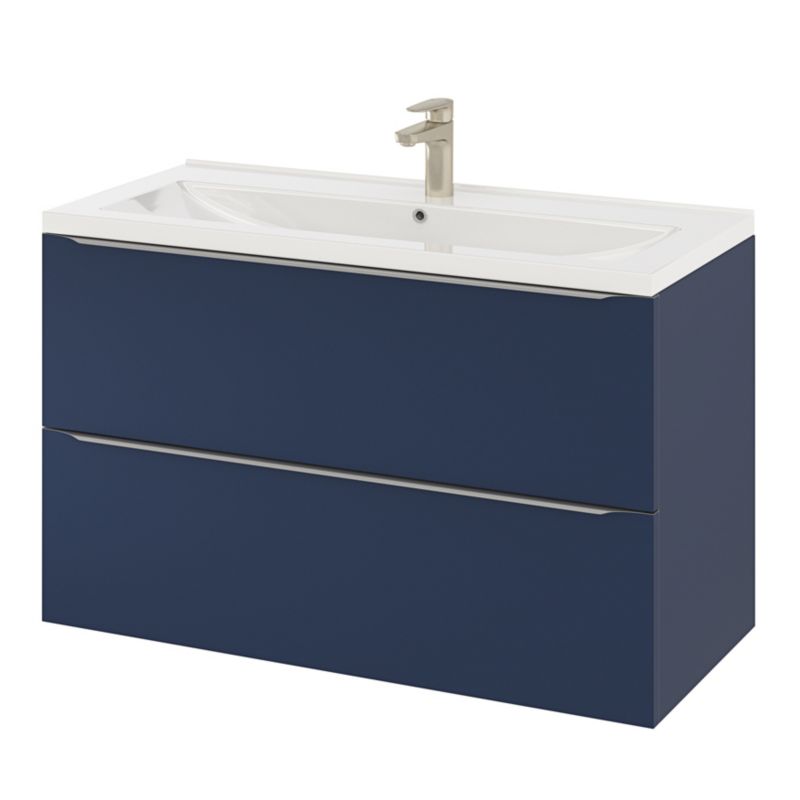 Umywalka ceramiczna GoodHome Nira 100 x 45,5 x 12,4 cm z syfonem