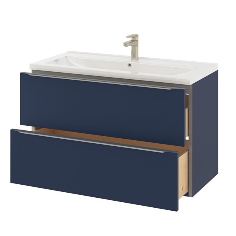 Umywalka ceramiczna GoodHome Nira 100 x 45,5 x 12,4 cm z syfonem