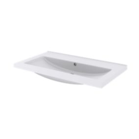 Umywalka ceramiczna GoodHome Nira 81 cm z syfonem