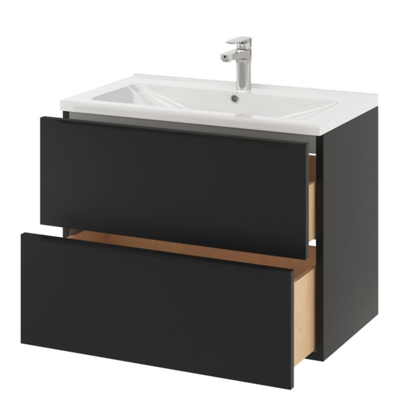 Umywalka ceramiczna GoodHome Nira 81 x 45,5 x 12,4 cm z syfonem