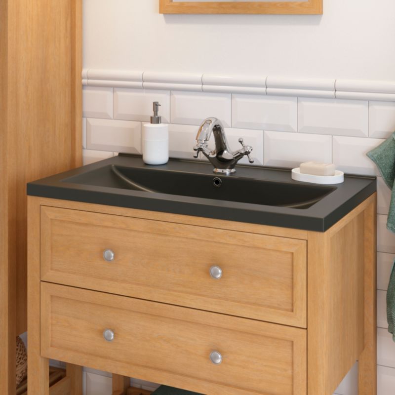 Umywalka ceramiczna GoodHome Nira 81 x 46 x 12,4 cm czarna